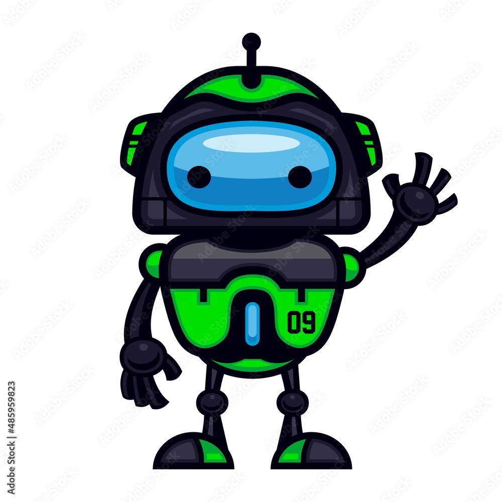 green robot mascot in vector green robot mascot in vector