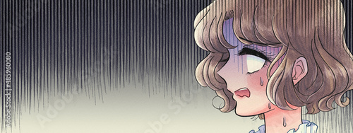 Photos 昭和の少女漫画イラストバナー・ガーンってなる少女