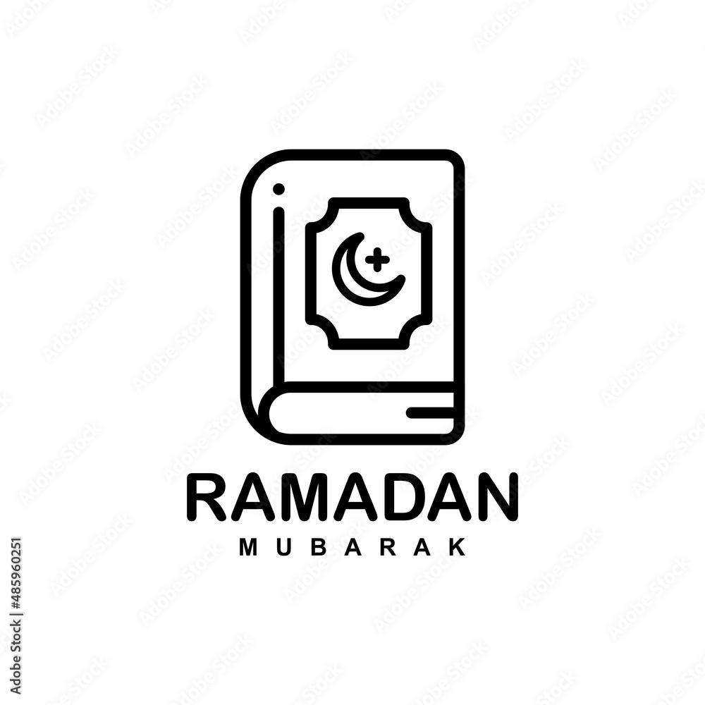 Ramadan logo. Al quran simple flat icon vector illustration