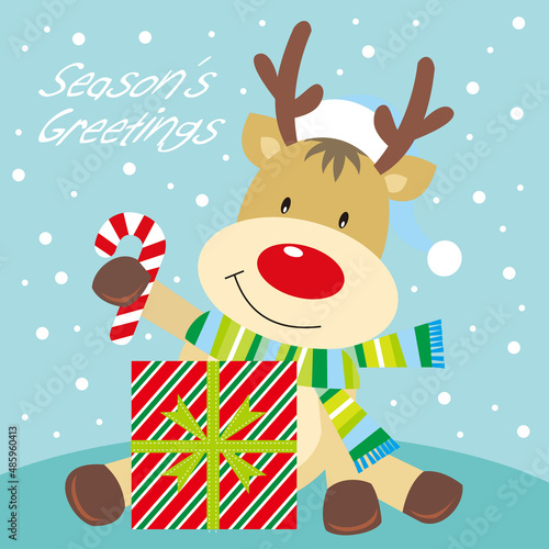 christmas reindeer with gift