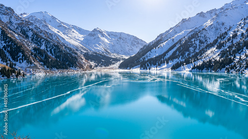 Beautiful ice of the Big Almaty Lake