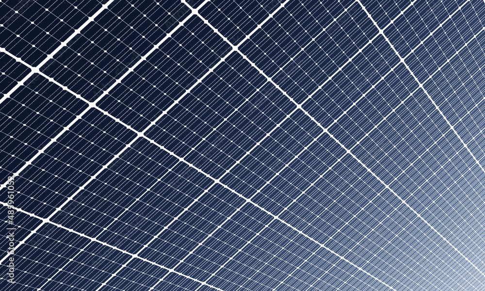 Solar cell panel wall perspective background. Blue clean energy. Technology vector.
 - obrazy, fototapety, plakaty 