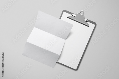 A4 blank paper with clipboard mockup isolated on white background
