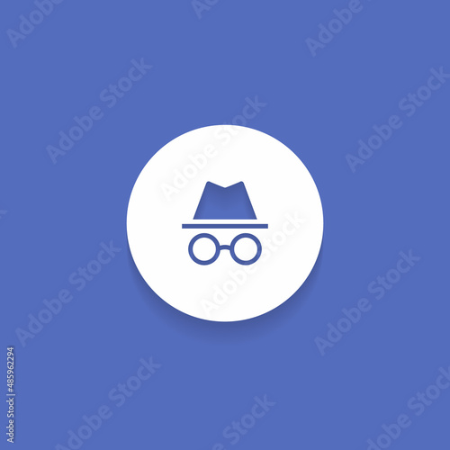 Incognito Browser Icon Vector for Web or Mobile App