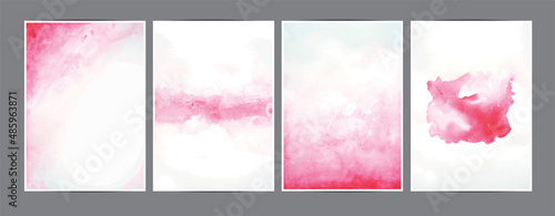 Vector pink watercolor splashing on the paper in A4 size invitation card background template collection