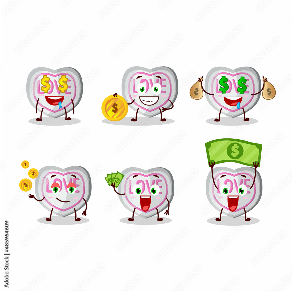 Obraz premium White love candy cartoon character with cute emoticon bring money