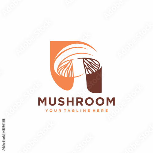 Mushroom Farming Logo vector simple modern agriculture organic food design template

