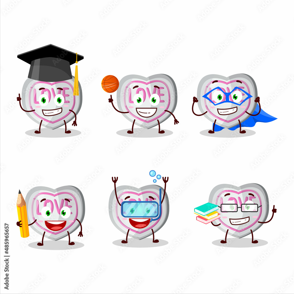 School student of white love candy cartoon character with various expressions School student of white love candy cartoon character with various expressions