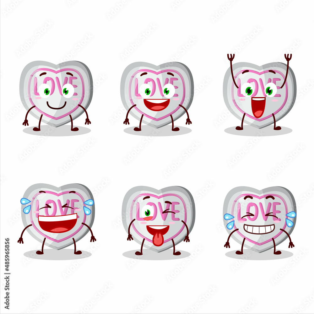 Cartoon character of white love candy with smile expression Cartoon character of white love candy with smile expression