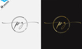 P z Initial handwriting signature logo, initial signature, elegant logo design
vector template.
