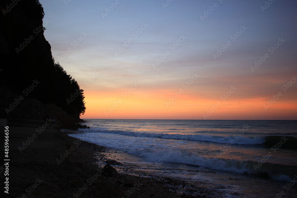 View of the Pitsunda Bay in Abkhazia in the early morning