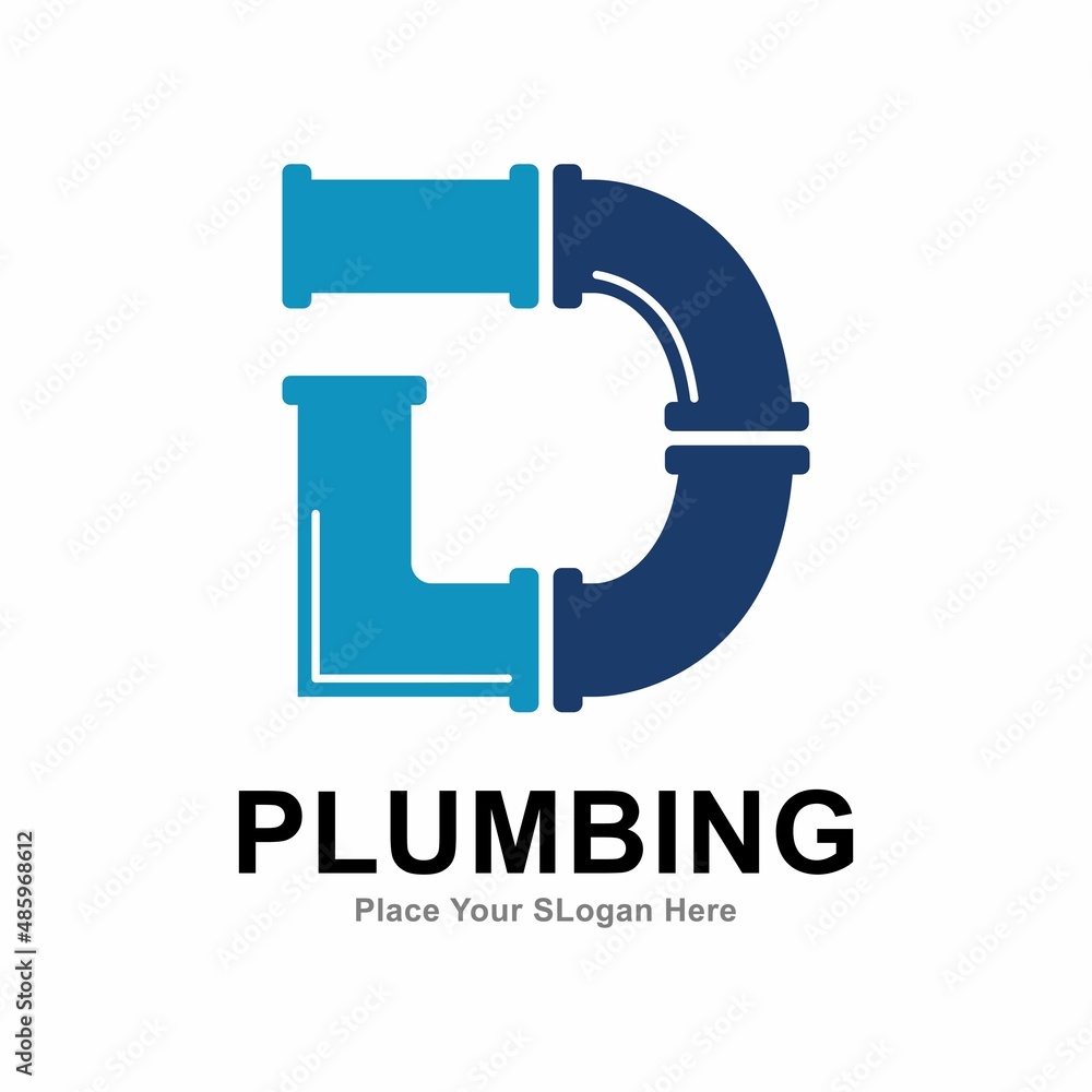 letter d with plumbing pipe logo vector design template. Suitable for pipe service, drainage, sanitation home, and maintenance service company   