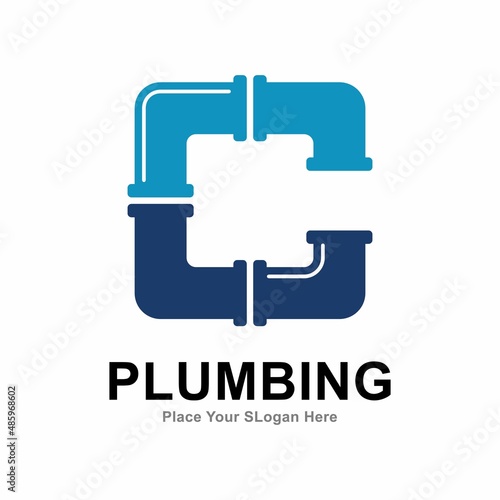 letter c with plumbing pipe logo vector design template. Suitable for pipe service, drainage, sanitation home, and maintenance service company   