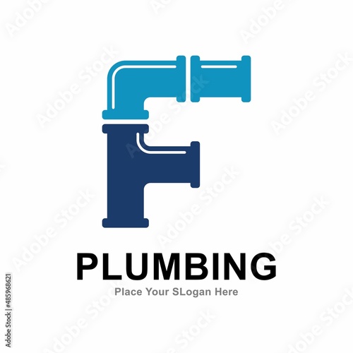 letter f with plumbing pipe logo vector design template. Suitable for pipe service  drainage  sanitation home  and maintenance service company   