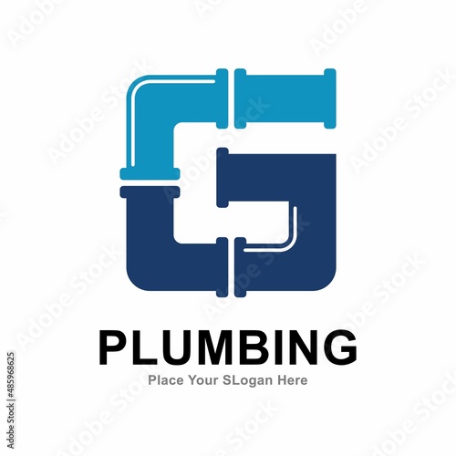 letter g with plumbing pipe logo vector design template. Suitable for pipe service, drainage, sanitation home, and maintenance service company   