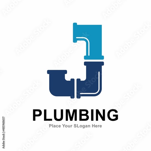 letter j with plumbing pipe logo vector design template. Suitable for pipe service, drainage, sanitation home, and maintenance service company   