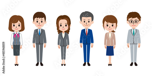 会社員 男女イラスト6人セット上司・部下／ベクター