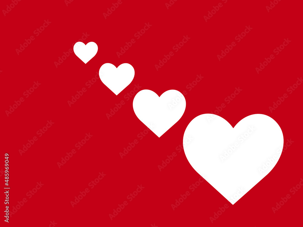 white hearts in Red background 