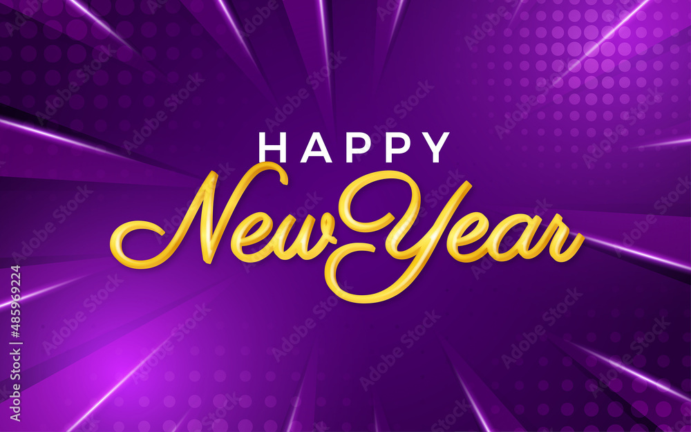 Fototapeta premium Happy new year. realistic golden 3d metal editable text effect.