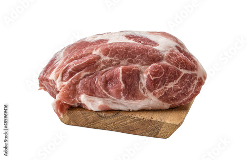 fresh pork, a large piece of raw pork meat on a wooden cutting board. image for Butchery, butcher shop. Fresh meat on cutting board. piece of raw lamb meat.