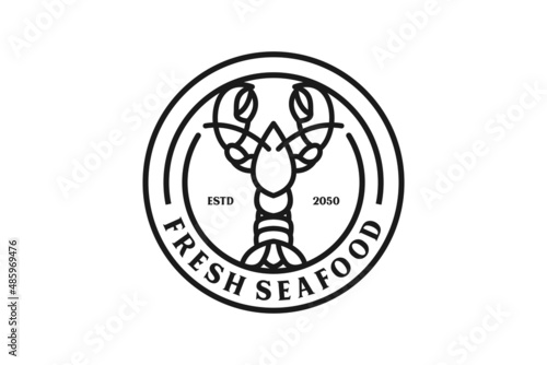 Seafood Lobster Crayfish Prawn Shrimp Crab vintage luxury logo design
