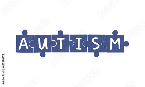 Autism Awareness Day vector illustration. Autistic support. Mental disorder, psychology disease typography. Template for t shirt print on white background.