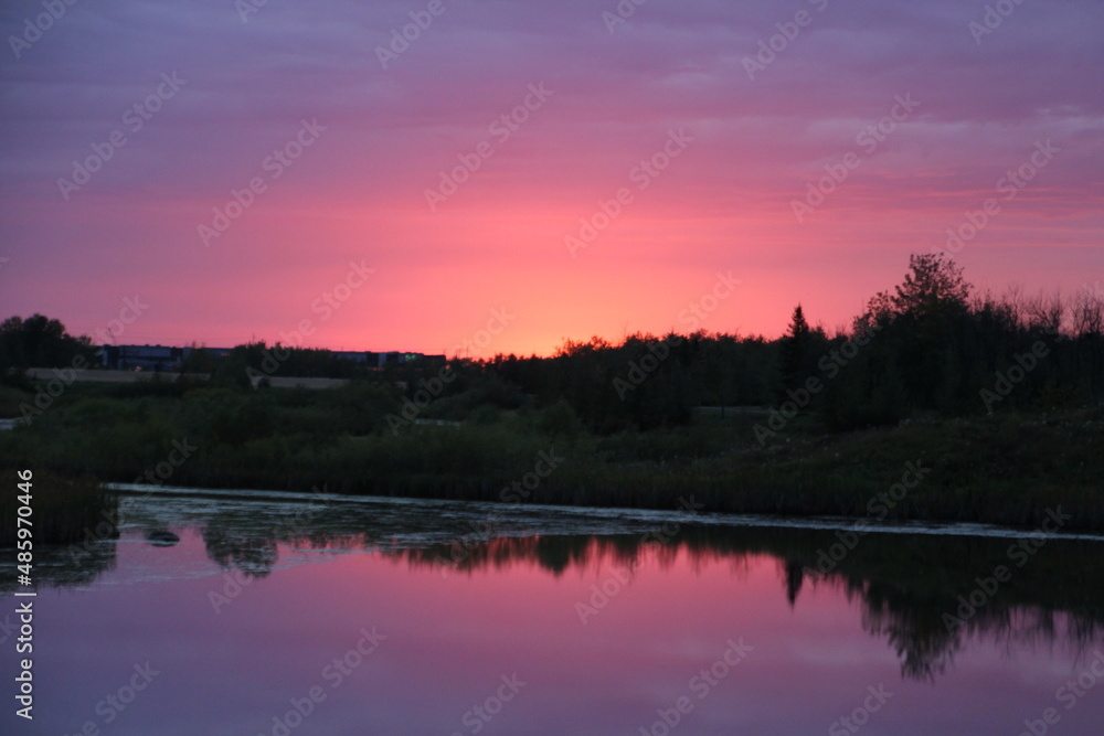 Fototapeta premium sunset on the lake