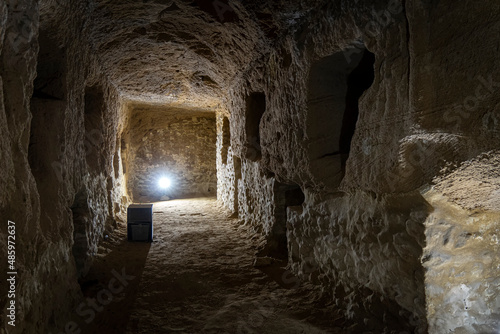 dungeon in an ancient excavation in Alexandria. Egypt