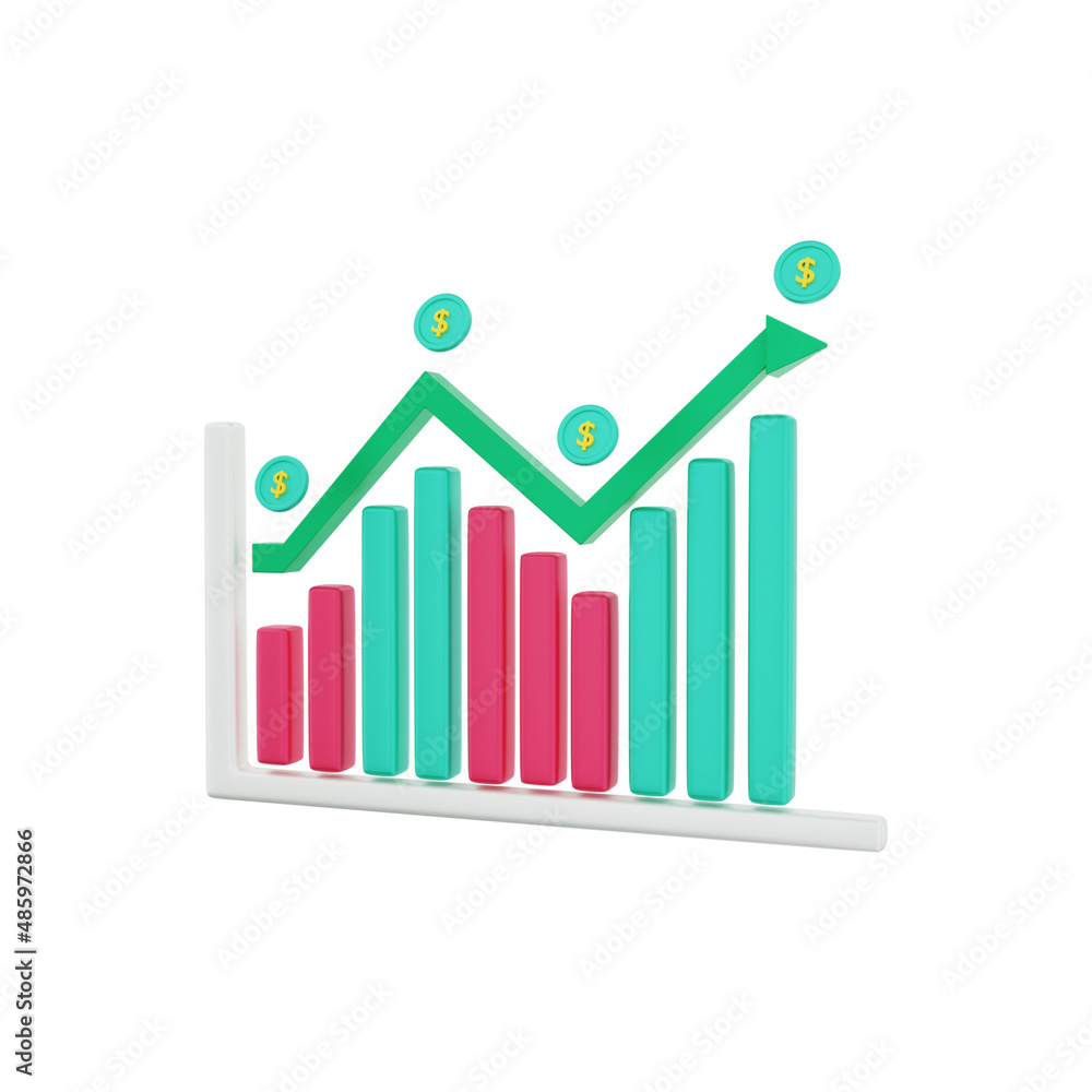 3d financial dollar investment graph growing 3d financial dollar investment graph growing