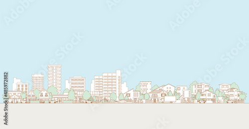 街並みのベクターイラスト. 線画のイラスト.