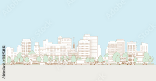 街並みのベクターイラスト. 線画のイラスト.