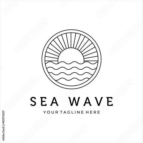 sea wave line art minimalist logo vector design