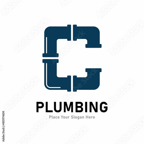 letter c plumbing logo vector design. Suitable for pipe service, drainage, sanitation home, and service company 