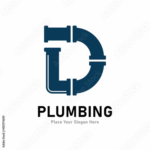 letter d plumbing logo vector design. Suitable for pipe service, drainage, sanitation home, and service company 