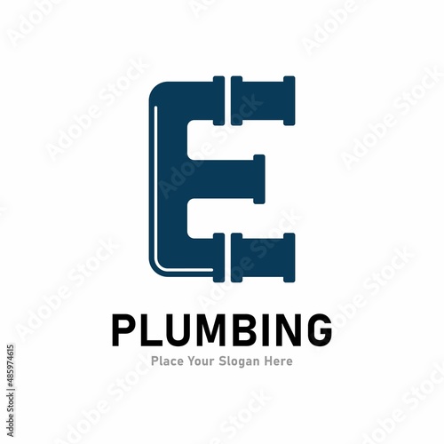 letter e plumbing logo vector design. Suitable for pipe service, drainage, sanitation home, and service company 