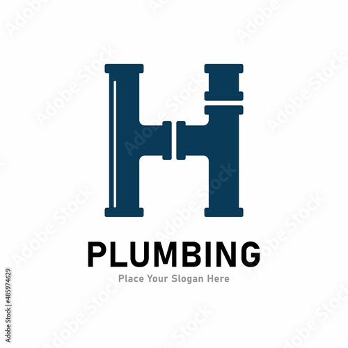 letter h plumbing logo vector design. Suitable for pipe service, drainage, sanitation home, and service company 