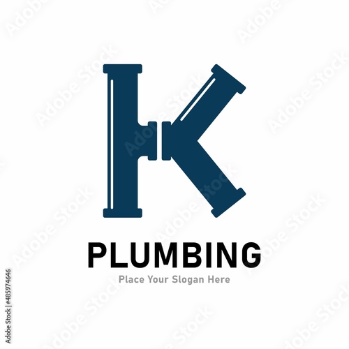 letter k plumbing logo vector design. Suitable for pipe service, drainage, sanitation home, and service company 