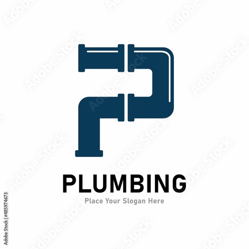 letter p plumbing logo vector design. Suitable for pipe service, drainage, sanitation home, and service company 