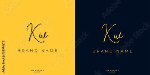 Minimal line art letters KW Signature logo. It will be used for Personal brand or other company. photo