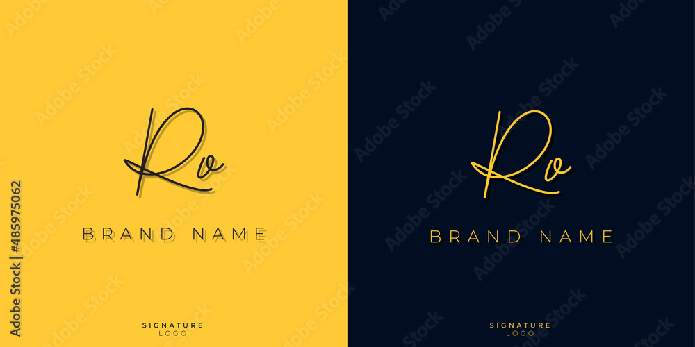 Minimal line art letters RO Signature logo. It will be used for Personal brand or other company. - obrazy, fototapety, plakaty 