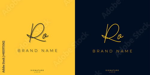 Minimal line art letters RO Signature logo. It will be used for Personal brand or other company. photo