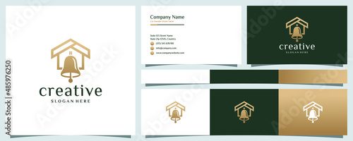 Creative home bell logo design with business card photo