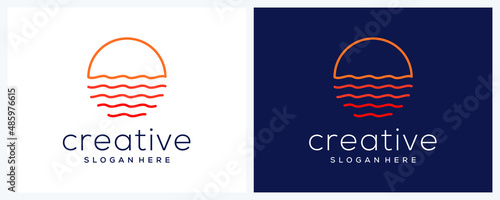 Orange sunset aesthetic with line style
