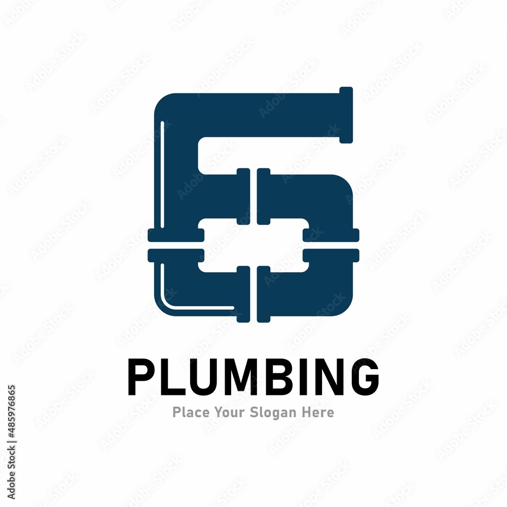  number 6  plumbing logo vector design Suitable for pipe service, drainage, sanitation home, or service company   