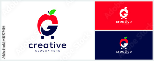 Creative logo g with a combination of apples and shopping cart