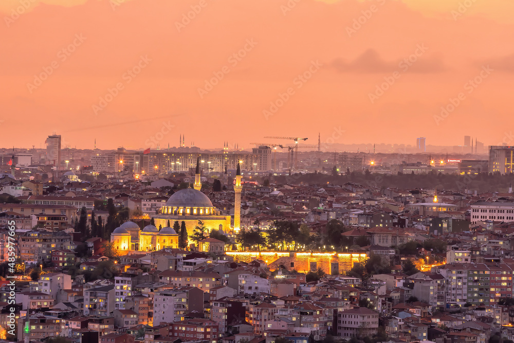 Downtown Istanbul city skyline cityscape of Turkey at