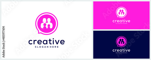 People family communication chat bubble logo design template