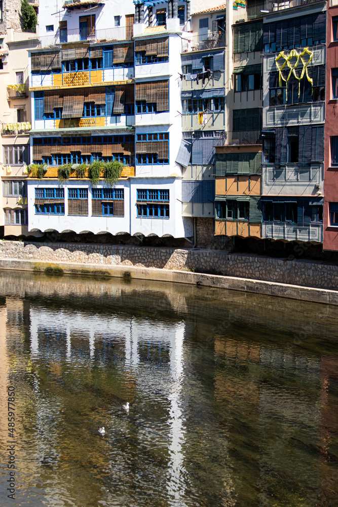 Houses along the River Onyar, in Girona, Spain Houses along the River Onyar, in Girona, Spain