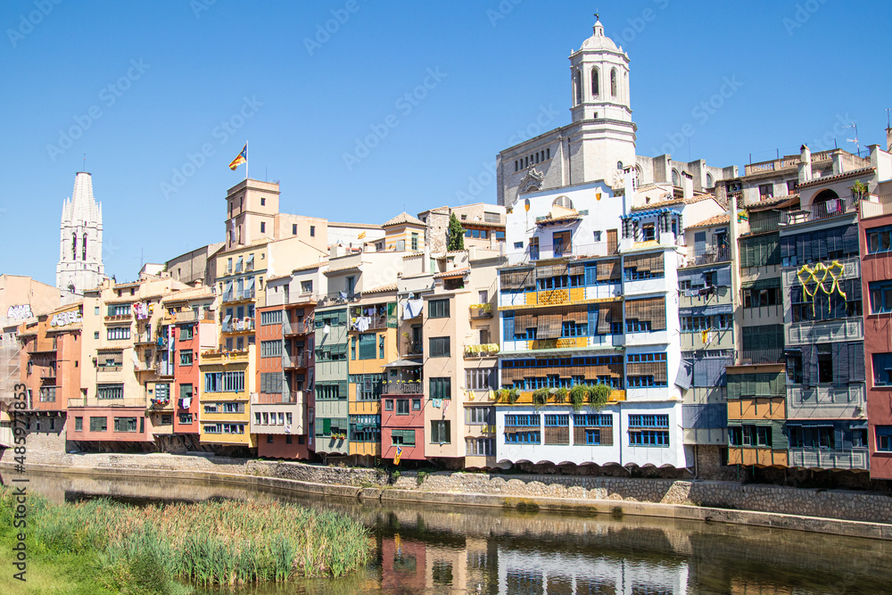 Houses along the River Onyar, in Girona, Spain