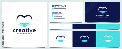 Creative modern dental on the beach logo design
